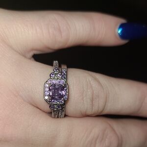 Elegant Silver and Purple Stone Ring